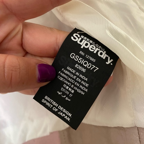 SuperDry Women’s Size Large Leather Jacket, Pink/Beige color - Picture 6 of 8